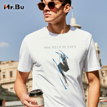 Mr Bu horse cotton short sleeve T-shirt male spring summer tide man printed white half sleeve T-shirt GT01081