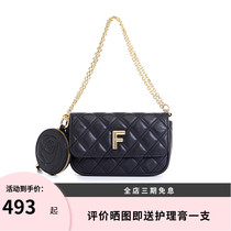 Fion Fianne 2020 new genuine leather black woman bag slanted satchel bag INGER CHAIN BAG CALF LEATHER SMALL SQUARE BAG