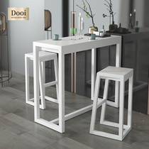 Nordic simple modern bar table high leg solid wood household wall creative cafe entrance table designer white