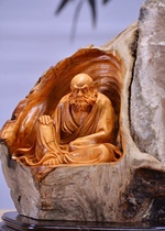 Authentic cliff root carving ornaments Dharma aging material with the shape of the log Buddha statue carving crafts of the God of Wealth