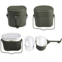 German marching lunch box Old-fashioned nostalgic outdoor multi-function lunch box set German Aluminum kettle Military fan lunch box