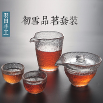 Haneda Japanese-style heat-resistant glass kung fu tea set first snow series tea cup male Cup Cup Cover bowl household set tea set