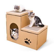 Cat Nest Diy Meow Martian Supplies Corrugated Cardboard Cat House Double House Cat Grabbing Board Kitty Grinding Claw Toy Cat Nest
