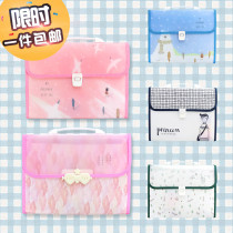 Cute Cartoon File Accordion Bag Folder A4 Information Bill Bag Multilayer Hand Paper Exam Paper Bag