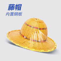 Summer breathable bamboo Woven Safety Helmet Worksite Sun Hat Peak Bamboo Hat Safety Helmet Sunscreen Great Hat Peak National Standard Construction Work