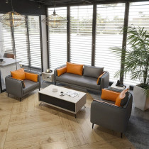 Business office sofas minimalist modern reception room Guest Trio Leather Sofas Tea Table Combined Leisure Talks Hotel