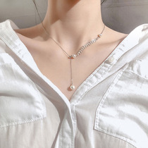  Pearl wheat ear necklace female 2021 new 925 sterling silver light luxury niche design sense ins cold wind clavicle chain