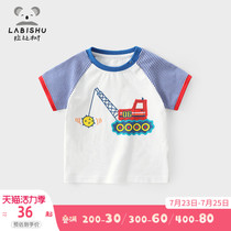 Rabi tree childrens clothing 2021 new childrens summer top baby baby half-sleeve t-shirt boys short-sleeved t-shirt