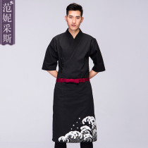 Fanny Ceses Izakaya overalls Japanese chef work clothes Sushi restaurant restaurant mid-sleeve overalls men