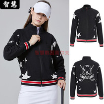 South Korea CHUCUCHU golf blouse 21 autumn women golf pattern LOGO windproof warm jacket