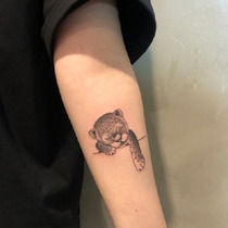 Little Tiger waterproof tattoo stickers men and women cartoon couple sketch black and white cute animal stickers ins