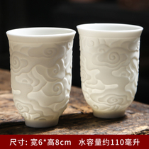 Shea Butter Jade Tea Set Defied Pure White Handmade Ceramic Cup Home Big Tea Cup White Jade Porcelain Personal Tasting Cup Accessories