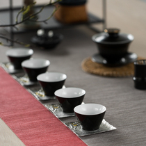 De Kiln handmade tin coaster Tea tray Creative cup holder Hammer mesh pattern metal tea mat Kung Fu Tea Road accessories