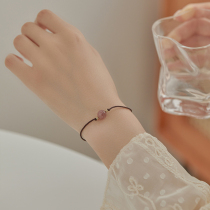 Ancient Wind Strawberry Crystal Weave Rope Strings Beads Lucky Bracelet Womens Peach Blossom Brief Students Girlfriends Small Crowddesign