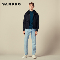 sandro classic mens aviator wool blend formal wool coat SHPBL00174