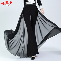 A decade less new black body suit pants woman with high waist and slim fit and broad-leg trumpeter etiquette practice pants