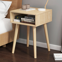 Bedside table simple modern storage cabinet small household bedroom cabinet economical solid wood leg height storage cabinet