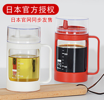 Japan ASVEL oil pot glass oil-proof bottle Soy sauce bottle seasoning bottle Anti-hanging oil with metering scale with cover