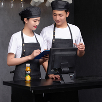 Western restaurant fast food coffee shop milk tea hot pot waiter overalls autumn and winter hanging neck polyester cotton apron logo printing