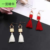 Fringe earrings pendant retro round hollow earrings women