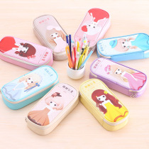 Creative flower girl animal multi-function large capacity stationery box pen bag PU pencil bag student male and female bag gift