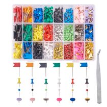 24-grid multi-style pushpin combination I-shaped nail flag pin ball nail pushpin press nail Map marker nail Red flag nail