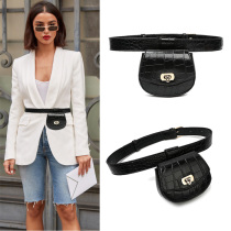 Net red mini belt waist bag women tide ins super fire decoration fashion crocodile belt lipstick small change bag
