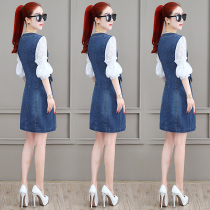 Denim dress 2021 new early autumn womens fashion skirt summer Yang style short man shows high fashionable temperament light cooked