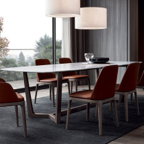 Nordic light lavish marble solid wood dining table and chairs combined modern dining table large family style villa rectangular dining room table