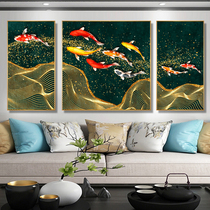 Jiuyu picture living room sofa background three-piece abstract modern simple decorative painting new Chinese mural painting more than year