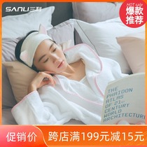 Sanli children's hooded bathrobe cotton towel material summer absorbent male and female couples parent-child bathrobe hotel bathrobe