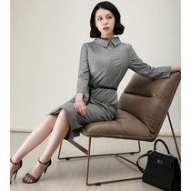 NZ Style Night-Month Retro Temperament Improved Qipao-Style Grey Bright Silk OL Cashew to wear and dress for womens spring and autumn