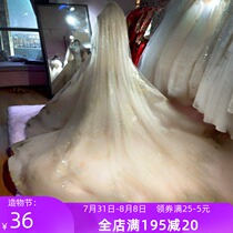 Shake the same veil female bride champagne starry sky veil Super fairy forest department super long tail wedding photo veil