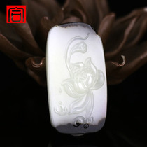 Chenghe jewelry rare two-color Xinjiang Hetian Jade black seed pendant flower blossom rich pendant famous works