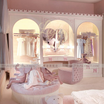 Childrens wardrobe girl bedroom Princess powder childrens wardrobe girl solid wood princess bedroom bunny board