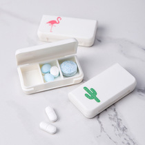 Carry-on portable small medicine box Mini-fit three-point pill box Travel drug case Cosmetic Ornament containing box