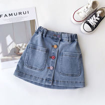 2020 new girls western style denim skirt baby spring summer autumn skirt skirt children Korean denim short skirt