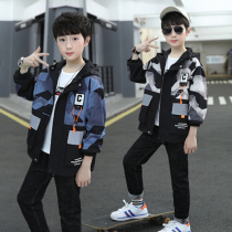 Boy Clothing Boy Jacket 2021 Spring Autumn New CUHK Child Foreign Air Fashion Jacket Childrens Korean Version With Cap Blouses