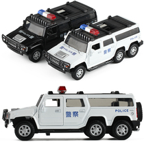 5 Open the Public Security Police car Children and boys simulation back sound and light car extended Hummer special police model toy