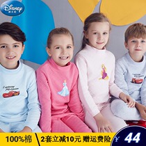 Three-shot childrens underwear for boys and girls with three-layer high collar autumn and winter thick warm autumn clothing autumn pants half high collar cotton set