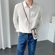 Ice Silk Shirt Man Fall Pendant Feel White Long Sleeve Shirt Youth Yuppie Casual Handsome and Lightly Cooked Inch Tv Blouse