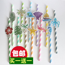 Paper straw disposable creative cartoon straw banquet party straight tube