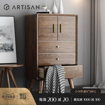 Health craftsman Nordic luxury solid wood bucket high cabinet storage walnut living room furniture ash wood drawer cabinet locker