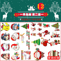 Christmas children cartoon tattoo sticker waterproof durable Santa Claus Bell Christmas tree holiday gift