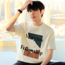 Short sleeve t-shirt men summer high-end loose cotton tide label embroidery printing large-scale round-collar men t-shirt