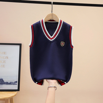 Boy knit vest outside wearing winter hair line Childrens shoulder sweater waistcoat waistcoat waistcoat for boy spring autumn boy Horse clip pure cotton