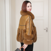 zqqz imported whole leather fox fur coat womens short model 2021 new leather sheep leather leather clothing D216