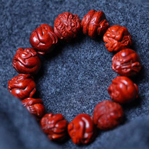 Twelve zodiac leaflets red sandalwood handmade carving 18mm text play Buddha beads hand string carved