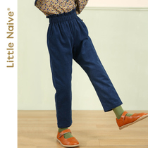 LittleNaive autumn and winter New Girls plus velvet casual pants children wear long pants