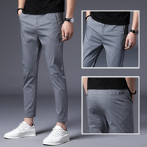 Tide Card Spring Summer 90% Pants Men Thin ice silk Mens pants Thunderfoot casual pants Korean version Trend 100 hitch